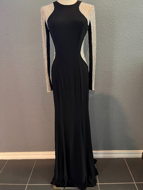Xscape Dresses & Skirts - XSCAPES GEORGIA BLACK & NUDE MESH BEADED ILLUSION MAXI DRESS FORMAL GOWN NWOT  4